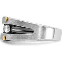 14K Two-Tone Gold Men's Ring with 5 Round Diamonds - 1 Carat Total Diamond Weight by IBGoodman