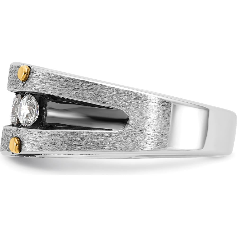 14K Two-Tone Gold Men's Ring with 5 Round Diamonds - 1 Carat Total Diamond Weight by IBGoodman