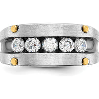 14K Two-Tone Gold Men's Ring with 5 Round Diamonds - 1 Carat Total Diamond Weight by IBGoodman