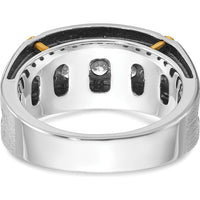 14K Two-Tone Gold Men's Ring with 5 Round Diamonds - 1 Carat Total Diamond Weight by IBGoodman