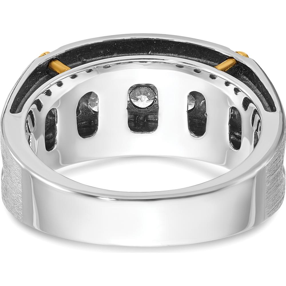 14K Two-Tone Gold Men's Ring with 5 Round Diamonds - 1 Carat Total Diamond Weight by IBGoodman