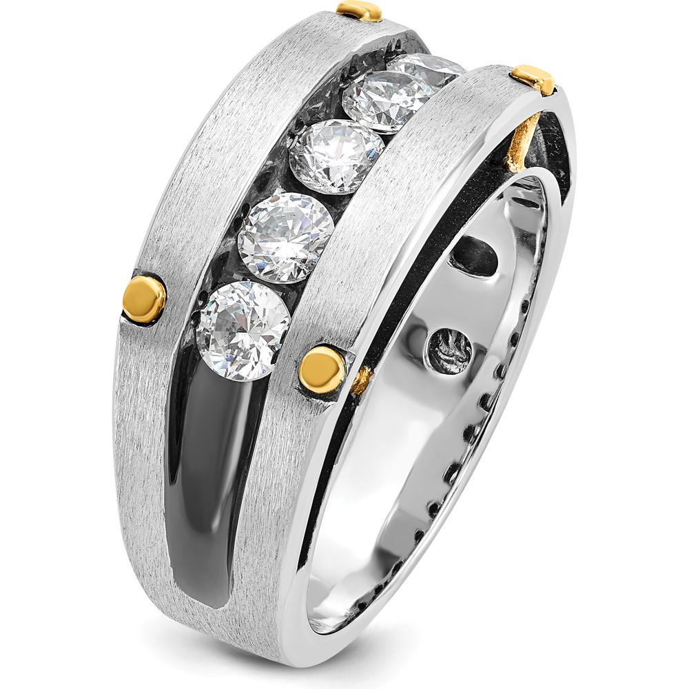 14K Two-Tone Gold Men's Ring with 5 Round Diamonds - 1 Carat Total Diamond Weight by IBGoodman