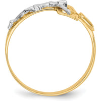 14K Two-Tone Gold Men's Ring with Crucifix Design - 15mm Top Length by Oro Pregiato