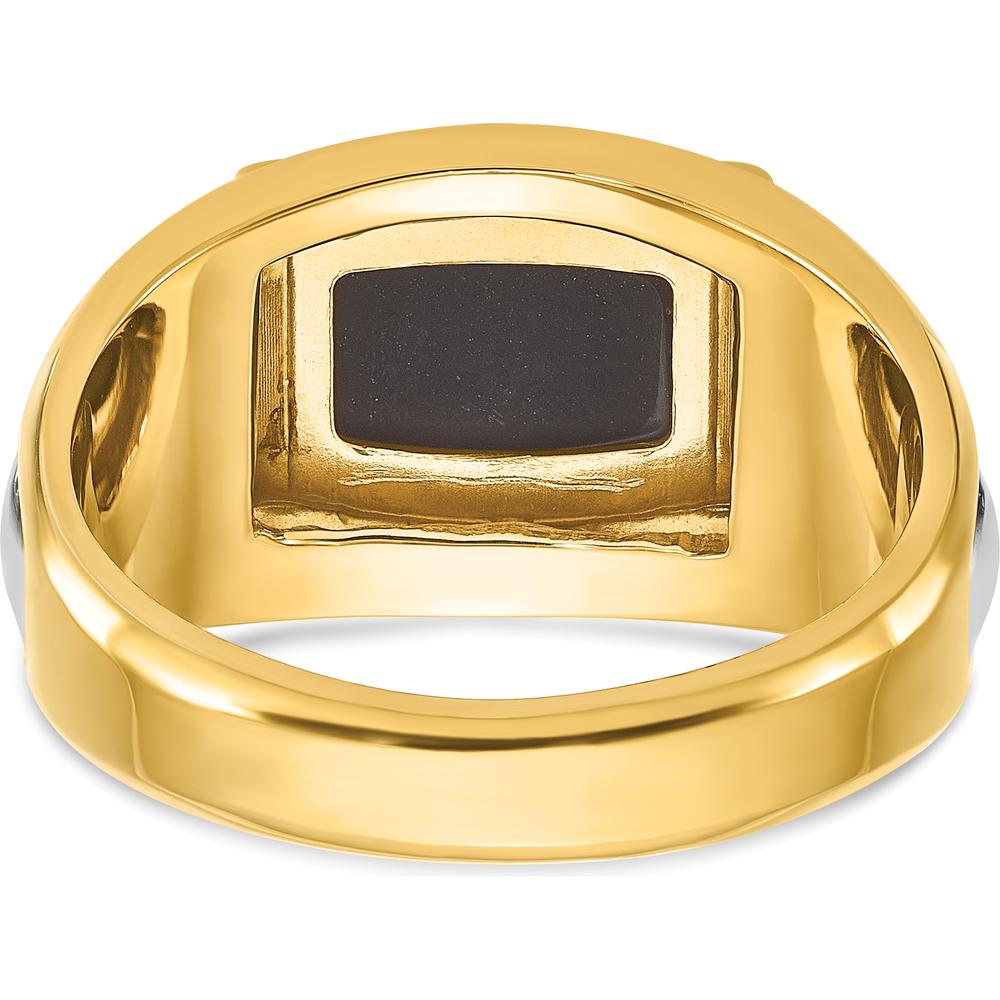 14K Two-Tone Gold Men's Ring with Rectangular Onyx Stone - 13.2mm Band Width by IBGoodman