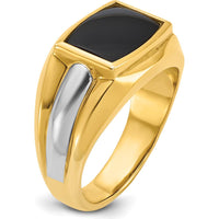 14K Two-Tone Gold Men's Ring with Rectangular Onyx Stone - 13.2mm Band Width by IBGoodman