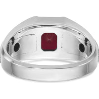 14K Two-Tone Gold Men's Ring with Red Gemstone and Diamond Accents by IBGoodman