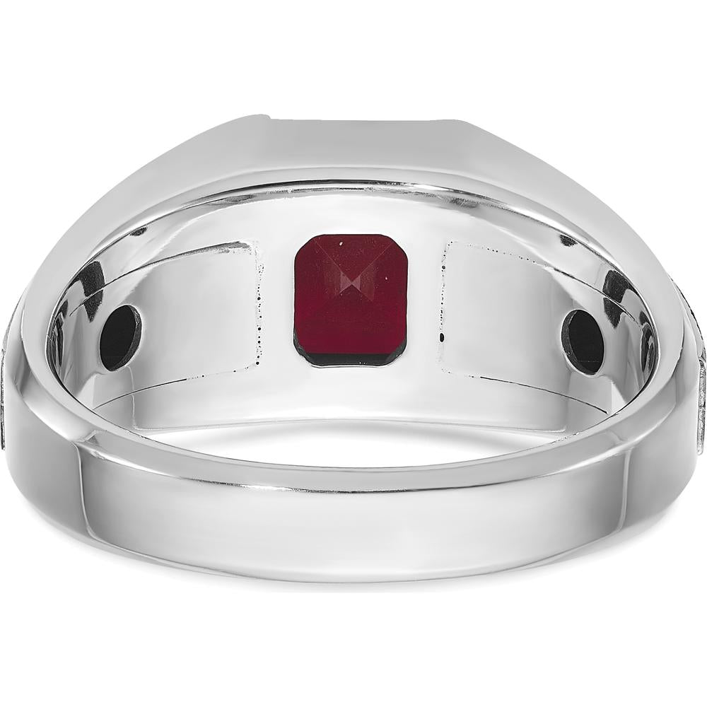 14K Two-Tone Gold Men's Ring with Red Gemstone and Diamond Accents by IBGoodman