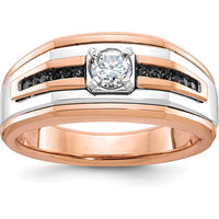 14K Two-Tone Gold Men's Ring with Round Black and White Diamonds - 0.5 Carats Total Diamond Weight by IBGoodman