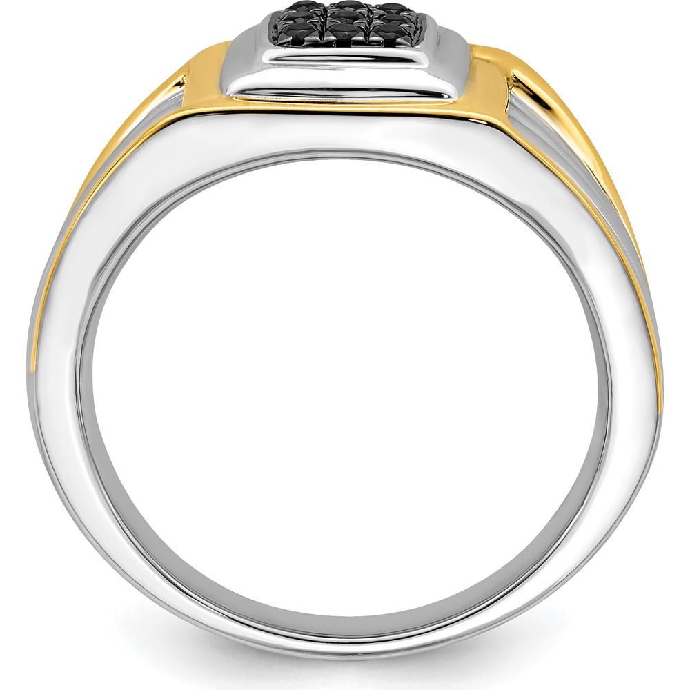 14K Two-Tone Gold Men's Ring with Round Black Diamonds - 0.0166 Carat Total Diamond Weight by 0