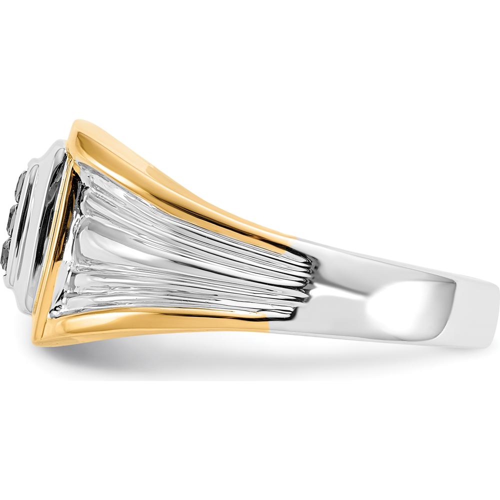 14K Two-Tone Gold Men's Ring with Round Black Diamonds - 0.0166 Carat Total Diamond Weight by 0