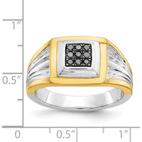 14K Two-Tone Gold Men's Ring with Round Black Diamonds - 0.0166 Carat Total Diamond Weight by 0