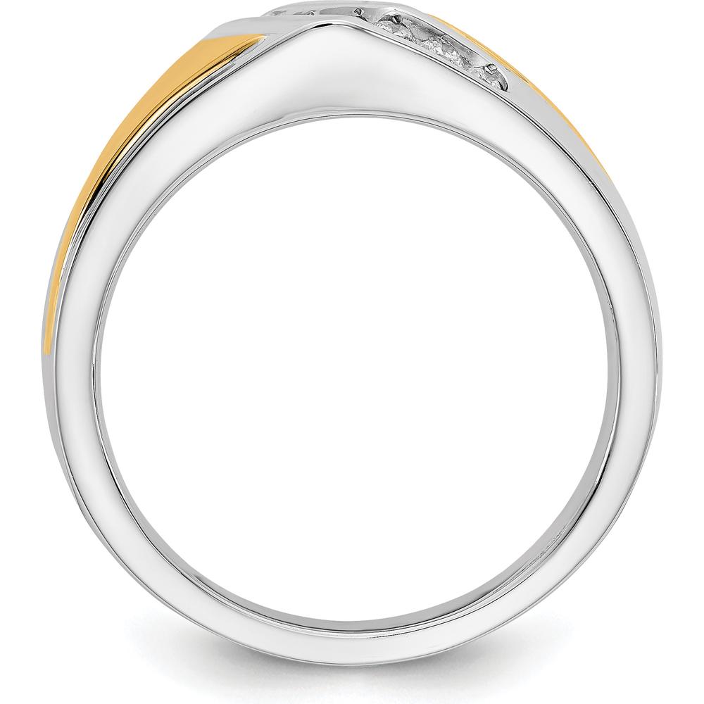 14K Two-Tone Gold Men's Ring with Round-Cut Diamonds - 0.16 Carat Total Diamond Weight by 0