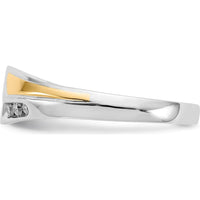 14K Two-Tone Gold Men's Ring with Round-Cut Diamonds - 0.16 Carat Total Diamond Weight by 0