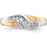 14K Two-Tone Gold Men's Ring with Round-Cut Diamonds - 0.16 Carat Total Diamond Weight by 0
