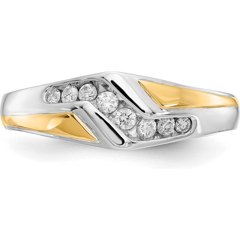 14K Two-Tone Gold Men's Ring with Round-Cut Diamonds - 0.16 Carat Total Diamond Weight by 0