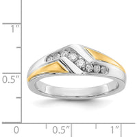14K Two-Tone Gold Men's Ring with Round-Cut Diamonds - 0.16 Carat Total Diamond Weight by 0