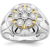 14K Two-Tone Gold Men's Ring with Round Diamond Cluster - 0.15 Carat Total Diamond Weight by 0
