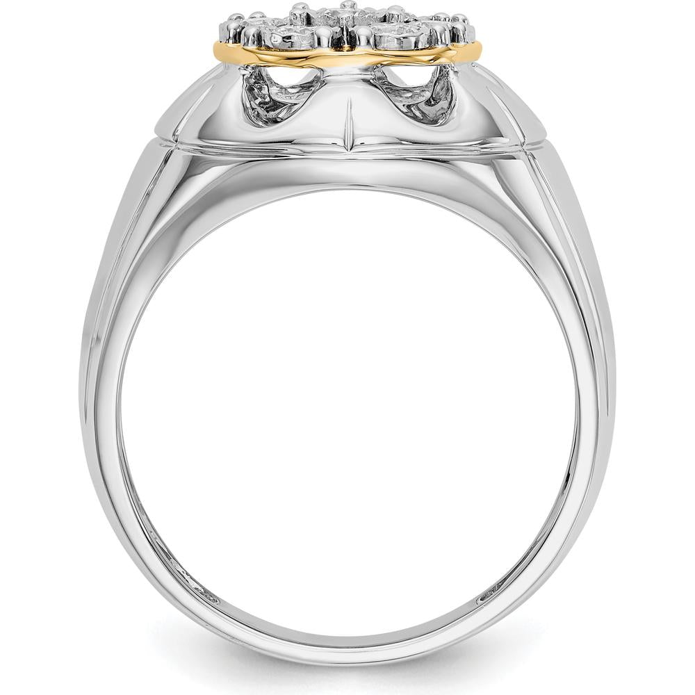 14K Two-Tone Gold Men's Ring with Round Diamond Cluster - 0.15 Carat Total Diamond Weight by 0