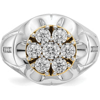 14K Two-Tone Gold Men's Ring with Round Diamond Cluster - 0.15 Carat Total Diamond Weight by 0