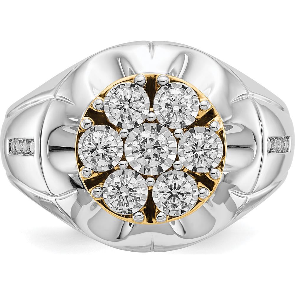 14K Two-Tone Gold Men's Ring with Round Diamond Cluster - 0.15 Carat Total Diamond Weight by 0