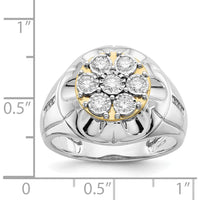 14K Two-Tone Gold Men's Ring with Round Diamond Cluster - 0.15 Carat Total Diamond Weight by 0