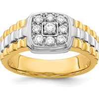 14K Two-Tone Gold Men's Ring with Round Diamonds - 0.13 Carat Total Diamond Weight by 0