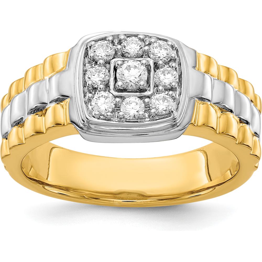 14K Two-Tone Gold Men's Ring with Round Diamonds - 0.13 Carat Total Diamond Weight by 0