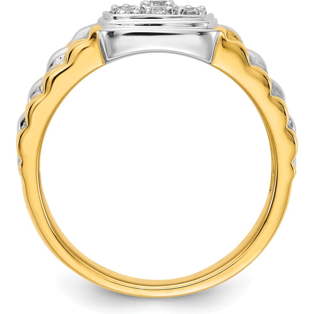 14K Two-Tone Gold Men's Ring with Round Diamonds - 0.13 Carat Total Diamond Weight by 0