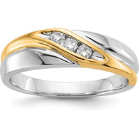 14K Two-Tone Gold Men's Ring with Round Diamonds - 0.15 Carat Total Diamond Weight by 0
