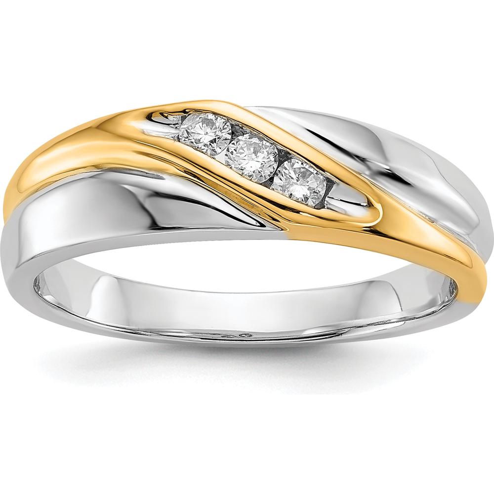 14K Two-Tone Gold Men's Ring with Round Diamonds - 0.15 Carat Total Diamond Weight by 0