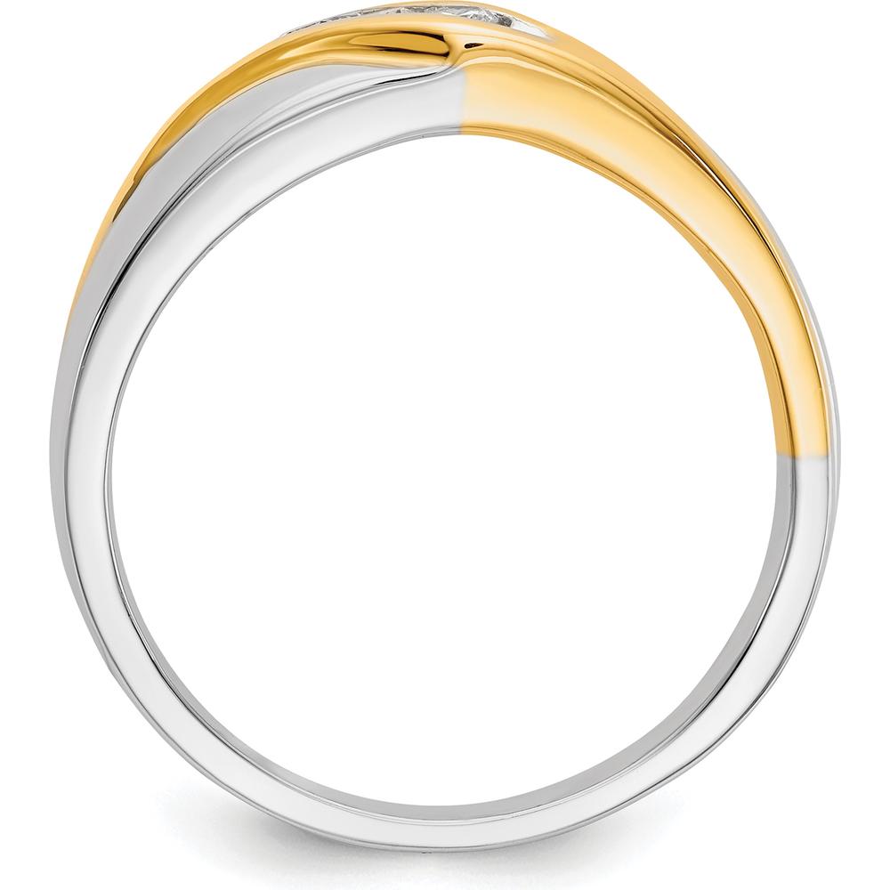 14K Two-Tone Gold Men's Ring with Round Diamonds - 0.15 Carat Total Diamond Weight by 0