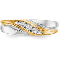 14K Two-Tone Gold Men's Ring with Round Diamonds - 0.15 Carat Total Diamond Weight by 0