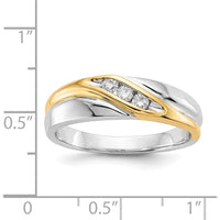 14K Two-Tone Gold Men's Ring with Round Diamonds - 0.15 Carat Total Diamond Weight by 0