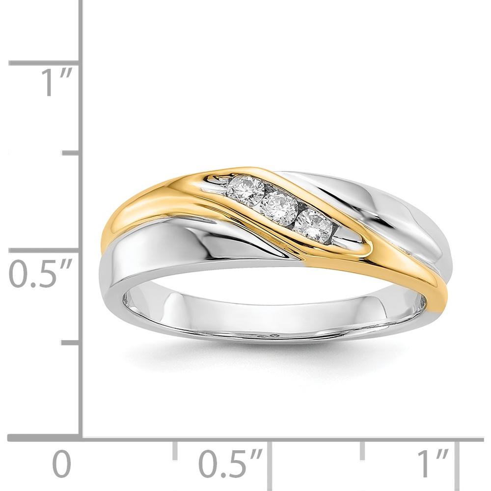 14K Two-Tone Gold Men's Ring with Round Diamonds - 0.15 Carat Total Diamond Weight by 0