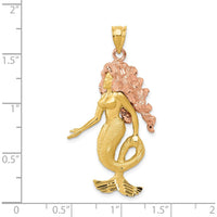 14K Two-Tone Gold Mermaid Charm Pendant - Solid Gold Ocean-Inspired Design by Oro Pregiato