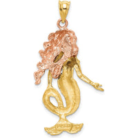 14K Two-Tone Gold Mermaid Charm Pendant - Solid Gold Ocean-Inspired Design by Oro Pregiato
