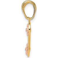 14K Two-Tone Gold MOMMY-ME 2-Piece Break-Apart Heart Pendant with Floral Accents by Oro Pregiato