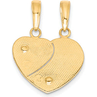 14K Two-Tone Gold MOMMY-ME 2-Piece Break-Apart Heart Pendant with Floral Accents by Oro Pregiato