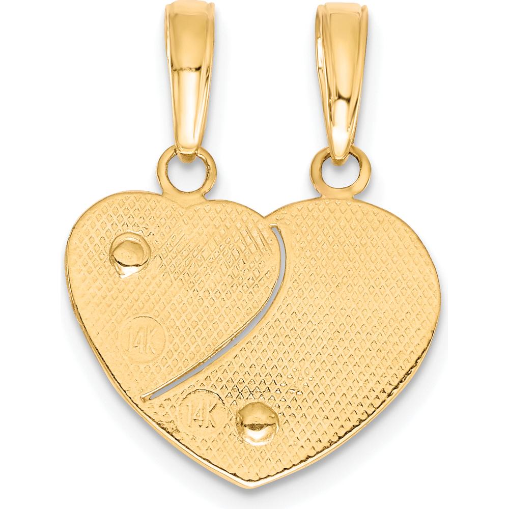 14K Two-Tone Gold MOMMY-ME 2-Piece Break-Apart Heart Pendant with Floral Accents by Oro Pregiato