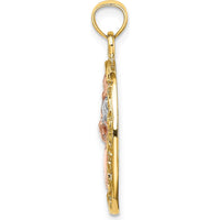 14K Two-Tone Gold Mother and Baby Oval Frame Charm with Rhodium Accent by Oro Pregiato