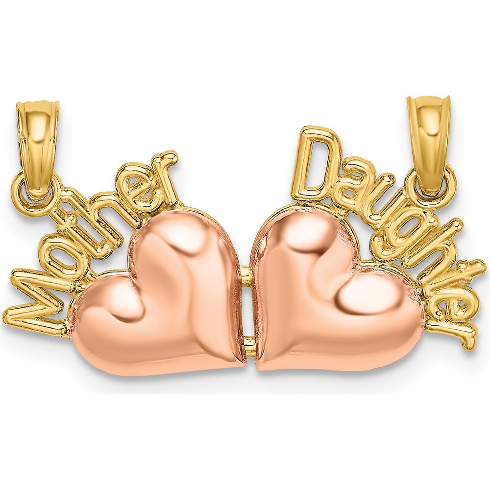 14K Two-Tone Gold Mother and Daughter Break-Apart Heart Charm Set by Oro Pregiato