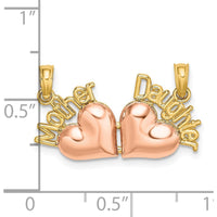 14K Two-Tone Gold Mother and Daughter Break-Apart Heart Charm Set by Oro Pregiato