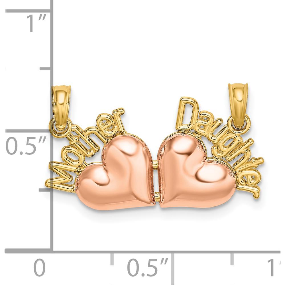 14K Two-Tone Gold Mother and Daughter Break-Apart Heart Charm Set by Oro Pregiato