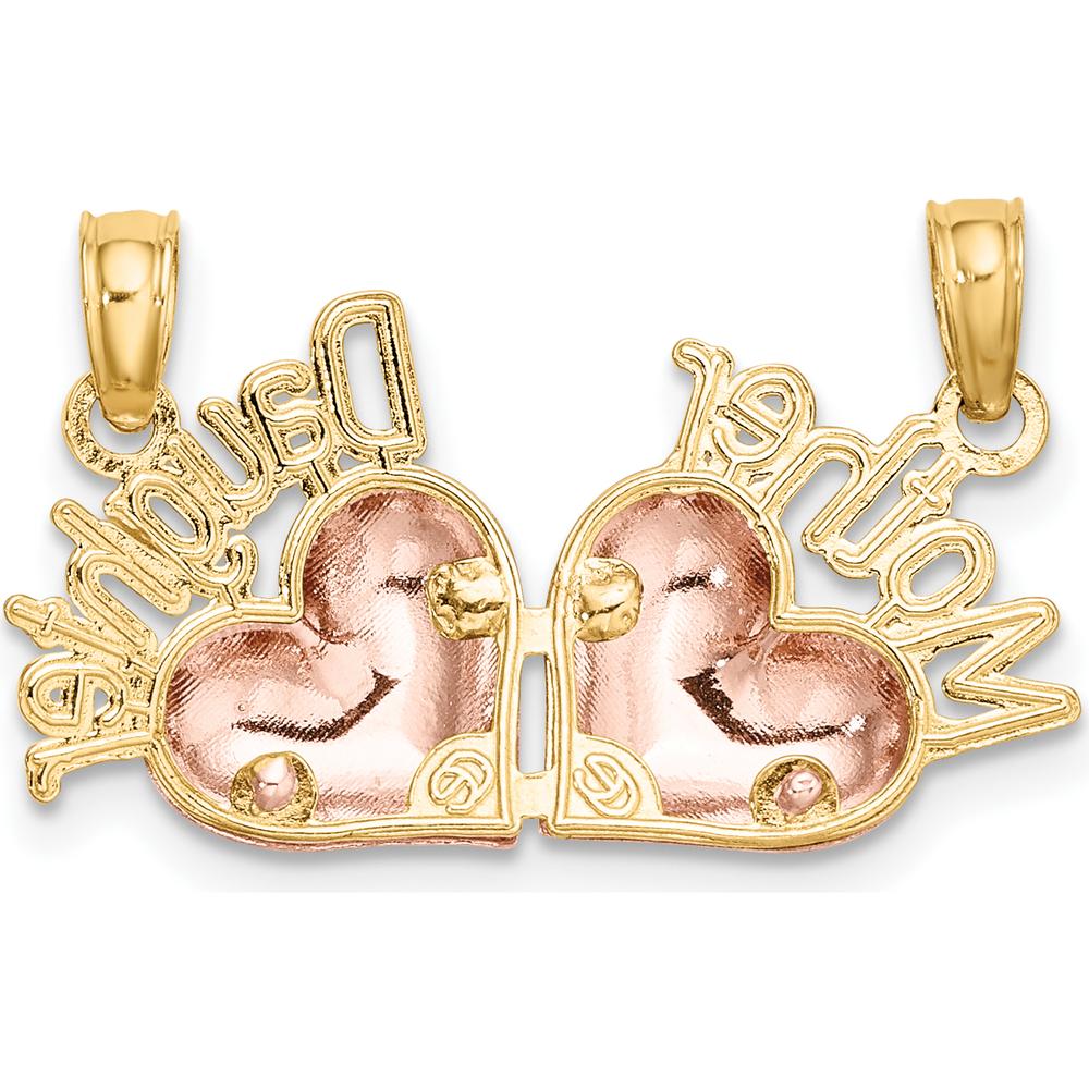 14K Two-Tone Gold Mother and Daughter Break-Apart Heart Charm Set by Oro Pregiato