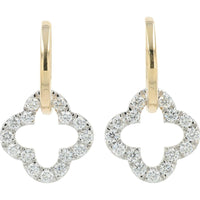 14K Two-Tone Gold Motif Earrings with 1.31 Carat Lab Grown Round Diamonds