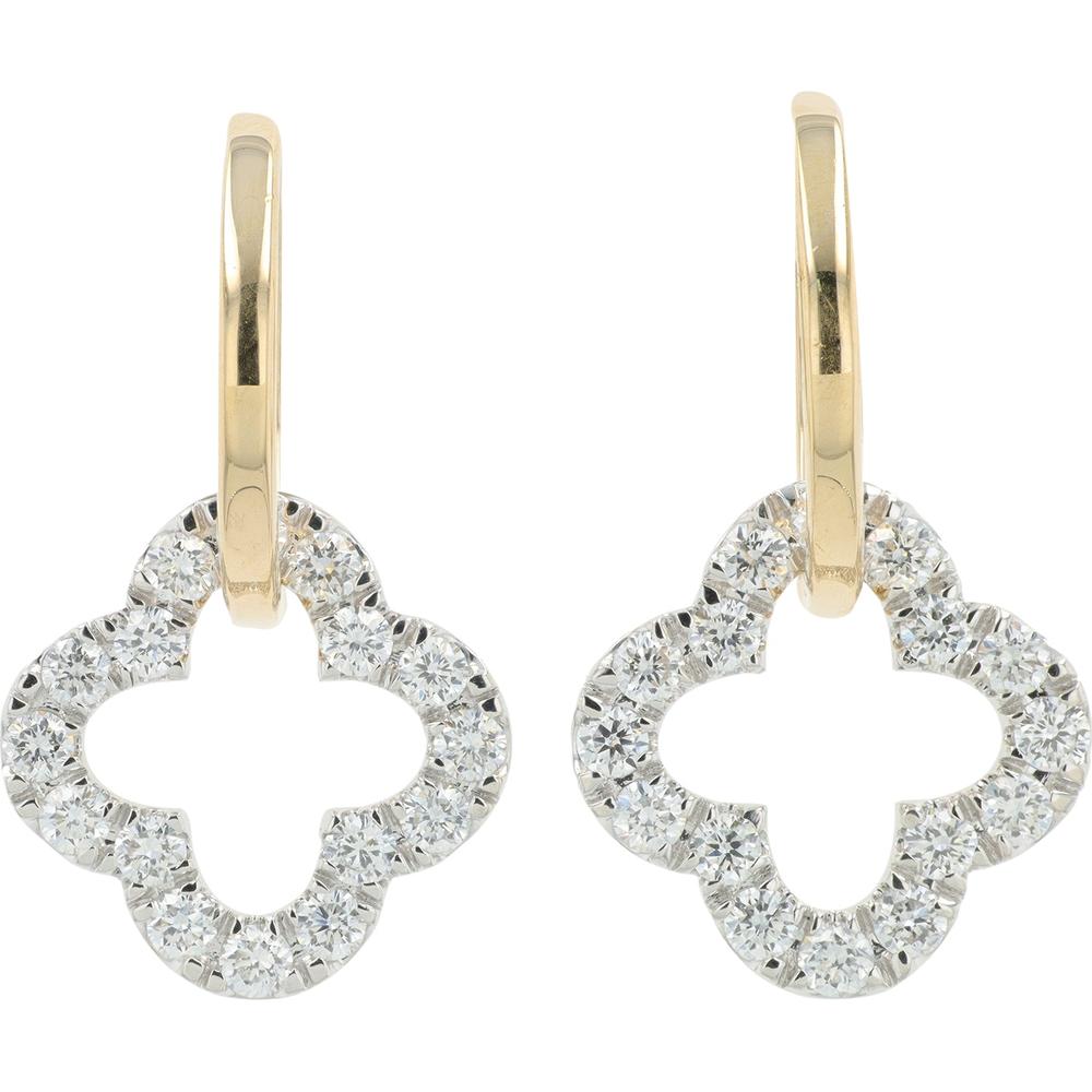 14K Two-Tone Gold Motif Earrings with 1.31 Carat Lab Grown Round Diamonds