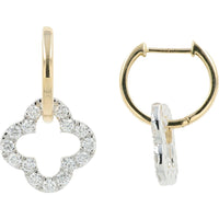 14K Two-Tone Gold Motif Earrings with 1.31 Carat Lab Grown Round Diamonds