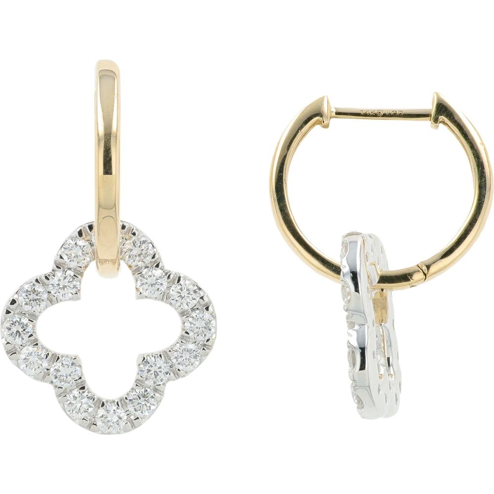 14K Two-Tone Gold Motif Earrings with 1.31 Carat Lab Grown Round Diamonds