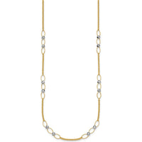 14K Two-Tone Gold Necklace with Polished Oval Links and Faceted Beads - 18" Length by 0