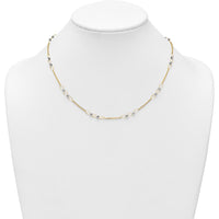 14K Two-Tone Gold Necklace with Polished Oval Links and Faceted Beads - 18" Length by 0
